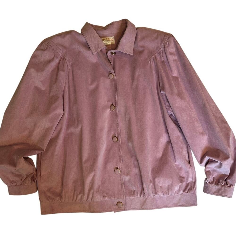 Vintage Da-Rue of California Lavender Ultra Suede Lined Button-Up Jacket Sz 16